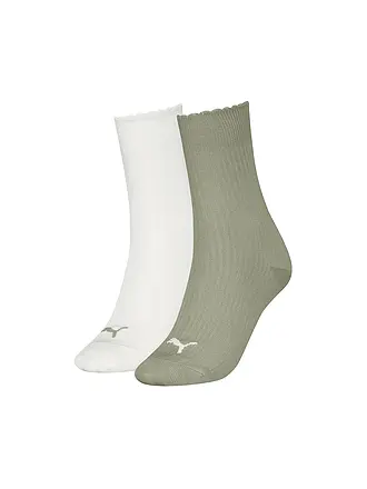 PUMA | Calcetines de ocio para mujer Scallop Edge, paquete de 2 | olive
